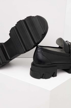 Answear Lab mocasini de piele x colecția limitată SISTERHOOD femei, culoarea negru, cu toc plat