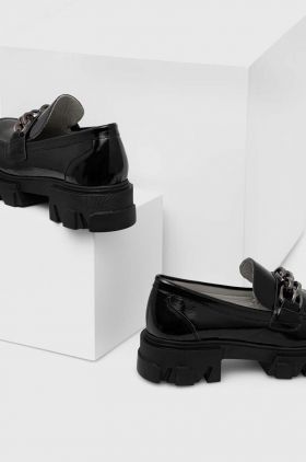 Answear Lab mocasini de piele x colecția limitată SISTERHOOD femei, culoarea negru, cu toc plat