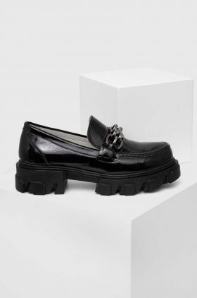 Answear Lab mocasini de piele x colecția limitată SISTERHOOD femei, culoarea negru, cu toc plat