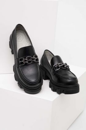 Answear Lab mocasini de piele x colecția limitată SISTERHOOD femei, culoarea negru, cu toc plat