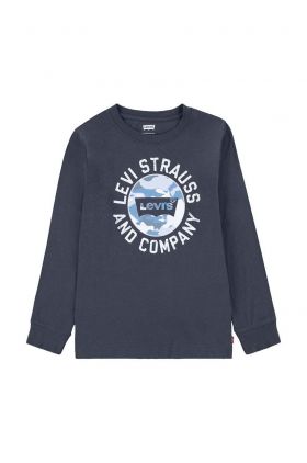 Levi's longsleeve din bumbac pentru copii culoarea gri, cu imprimeu