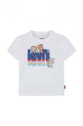 Levi's tricou de bumbac pentru copii culoarea alb, cu imprimeu