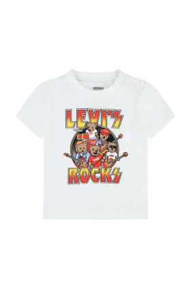 Levi's tricou de bumbac pentru copii culoarea alb, cu imprimeu