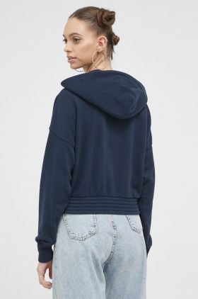 Abercrombie & Fitch bluza femei, culoarea albastru marin, cu glugă, cu imprimeu