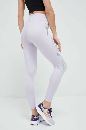 Puma leggins de antrenament Nova Shine culoarea violet, cu imprimeu