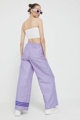 adidas Originals pantaloni femei, culoarea violet, cu imprimeu