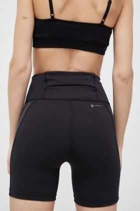 adidas Performance pantaloni scurți de alergare DailyRun culoarea negru, cu imprimeu, high waist