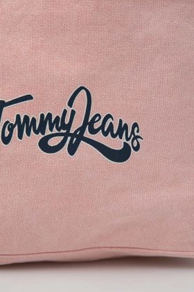 Tommy Jeans geanta de bumbac culoarea roz