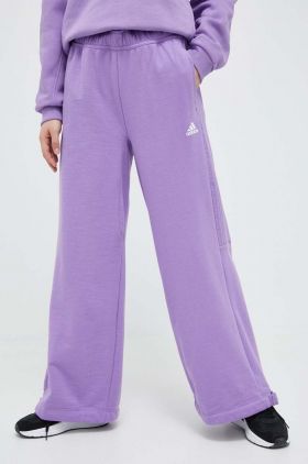 adidas pantaloni de trening culoarea violet, neted