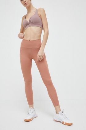 adidas Performance colanti Yoga Studio Luxe femei, culoarea portocaliu, neted