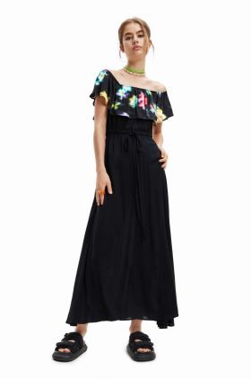 Desigual rochie culoarea negru, midi, evazati