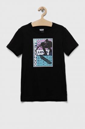 Levi's tricou de bumbac pentru copii culoarea negru, cu imprimeu