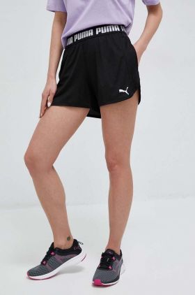 Puma pantaloni scurți de antrenament Train All Day culoarea negru, cu imprimeu, high waist