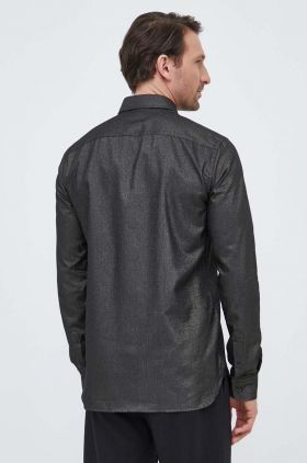 BOSS camasa barbati, culoarea negru, cu guler clasic, regular