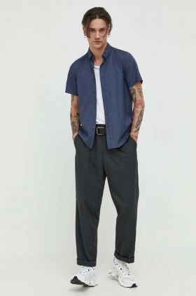 Abercrombie & Fitch camasa barbati, culoarea albastru marin, cu guler button-down, slim