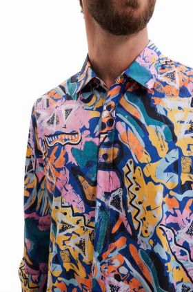 Desigual camasa de bumbac pentru copii barbati, cu guler clasic, regular