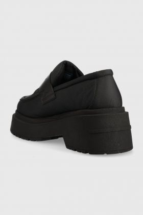 Tommy Jeans mocasini PUFFER LOAFER femei, culoarea negru, cu platforma, EN0EN02080