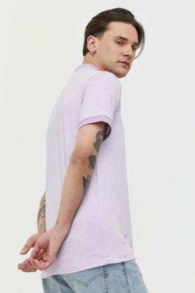 Abercrombie & Fitch tricou polo barbati, culoarea violet, melanj