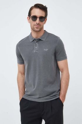 Joop! polo de bumbac culoarea gri, neted