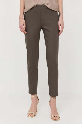 Morgan pantaloni femei, culoarea verde, drept, medium waist