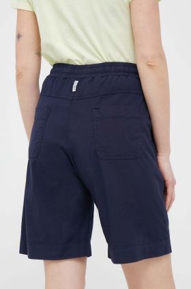 Deha pantaloni scurti femei, culoarea albastru marin, neted, high waist