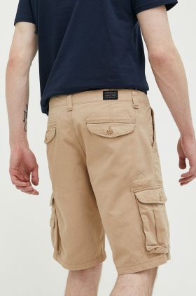 Quiksilver pantaloni scurti din bumbac culoarea bej