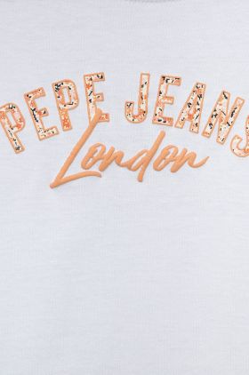 Pepe Jeans tricou de bumbac pentru copii culoarea alb, cu imprimeu