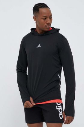 adidas Performance hanorac de jogging X-City culoarea negru, cu glugă, neted