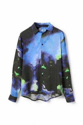 Desigual camasa barbati, culoarea negru, cu guler clasic, regular