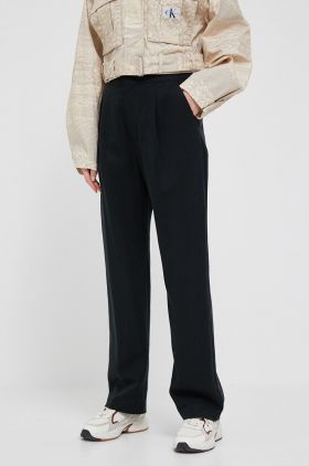 GAP pantaloni femei, culoarea negru, fason chinos, high waist