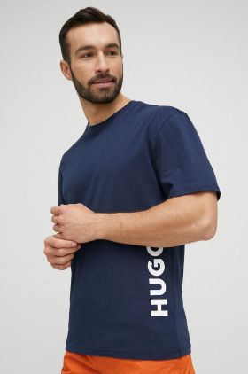 HUGO tricou de plajă culoarea bleumarin, cu imprimeu 50493727