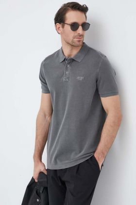 Joop! polo de bumbac culoarea gri, neted