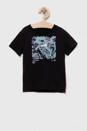 Levi's tricou de bumbac pentru copii culoarea negru, cu imprimeu