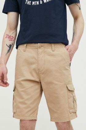 Quiksilver pantaloni scurti din bumbac culoarea bej