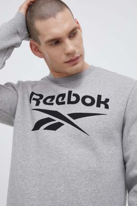 Reebok bluza barbati, culoarea gri, cu imprimeu