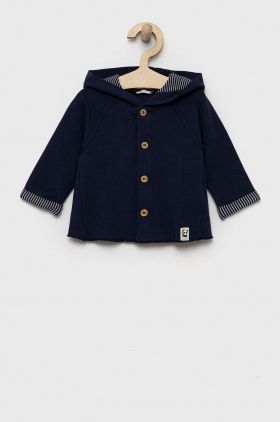 United Colors of Benetton bluza bebe culoarea albastru marin, cu glugă, neted