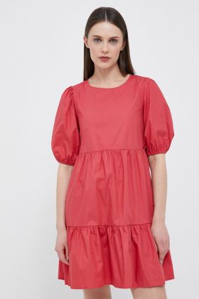 Pepe Jeans rochie din bumbac Bella culoarea rosu, mini, evazati