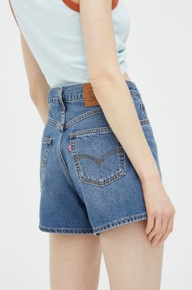 Levi's pantaloni scurți din denim femei, uni, high waist A4695.0003-MedIndigoW