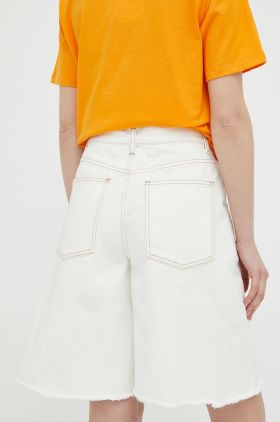 By Malene Birger pantaloni scurti jeans Mavou femei, culoarea alb, neted, high waist