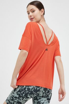 adidas Performance tricou yoga Studio culoarea portocaliu