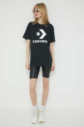 Converse tricou din bumbac culoarea negru, cu imprimeu