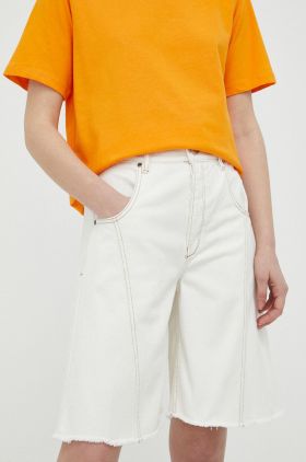 By Malene Birger pantaloni scurti jeans Mavou femei, culoarea alb, neted, high waist