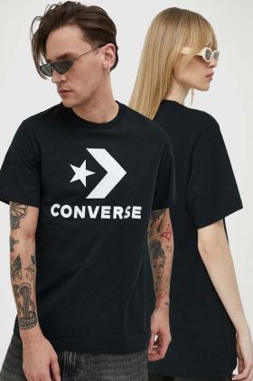 Converse tricou din bumbac culoarea negru, cu imprimeu