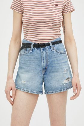 Levi's pantaloni scurți din denim femei, uni, high waist A4695.0001-LightIndig