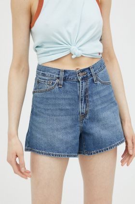 Levi's pantaloni scurți din denim femei, uni, high waist A4695.0003-MedIndigoW