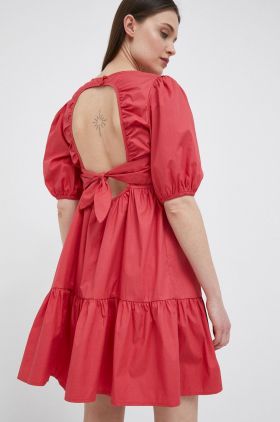 Pepe Jeans rochie din bumbac Bella culoarea rosu, mini, evazati