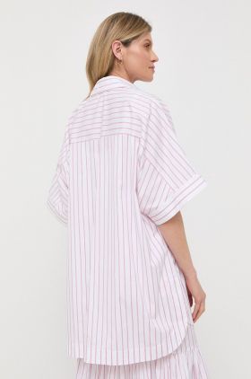 Max Mara Leisure camasa din bumbac femei, culoarea alb, cu guler clasic, relaxed