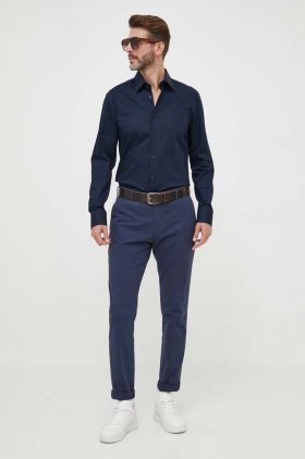 BOSS cămașă din bumbac bărbați, culoarea bleumarin, cu guler clasic, regular 50473310