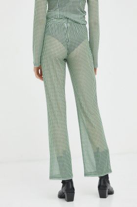 Résumé pantaloni femei, culoarea verde, lat, high waist