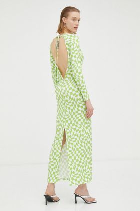 Résumé rochie culoarea verde, maxi, drept